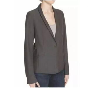 Eileen Fisher Women’s Size Large Viscose Crepe Blazer Jacket Gray High Collar